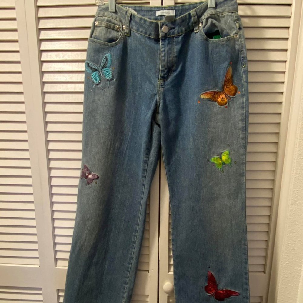 Dressbarn butterfly decal denim jeans Size 8 W30